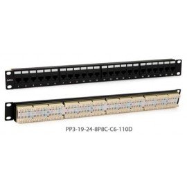 PP3-19-24-8P8C-C6-110D Патч-панель 19", 1U, 24 порта RJ-45, категория 6 Hyperline