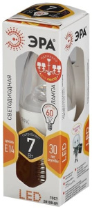 Лампа светодиодная LED Свеча B35-7W-827-E14-Clear ЭРА