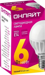Лампа светодиодная ОНЛАЙТ Шар OLL-G45-6-230-4K-E14