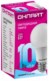 Лампа светодиодная ОНЛАЙТ OLL-A60-10-230-6.5K-E27