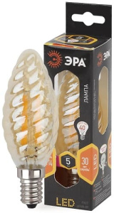 Лампа светодиодная F-LED Свеча витая BTW-5W-827-E14 gold ЭРА